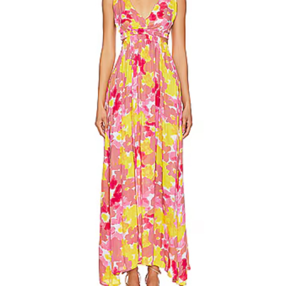 Tiare Hawaii Pink and Yellow Floral Maxi Dress
